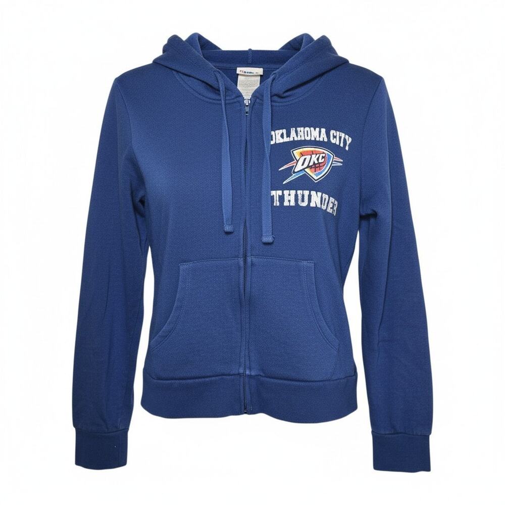 Nba Okc Thunder Oklahoma City Basketball Womens Medium Zip Up Hoodie Blue